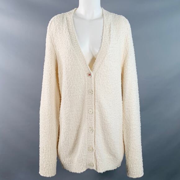 MAISON MARGIELA Size XS Cream Cotton Polyamide Shaggy Knit Cardigan - Picture 1 of 8